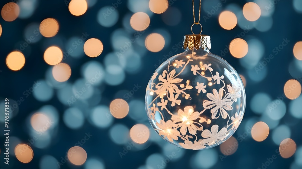 Christmas Ornament with Floral Design and Lights Christmas Ornament with Floral Design and Lights