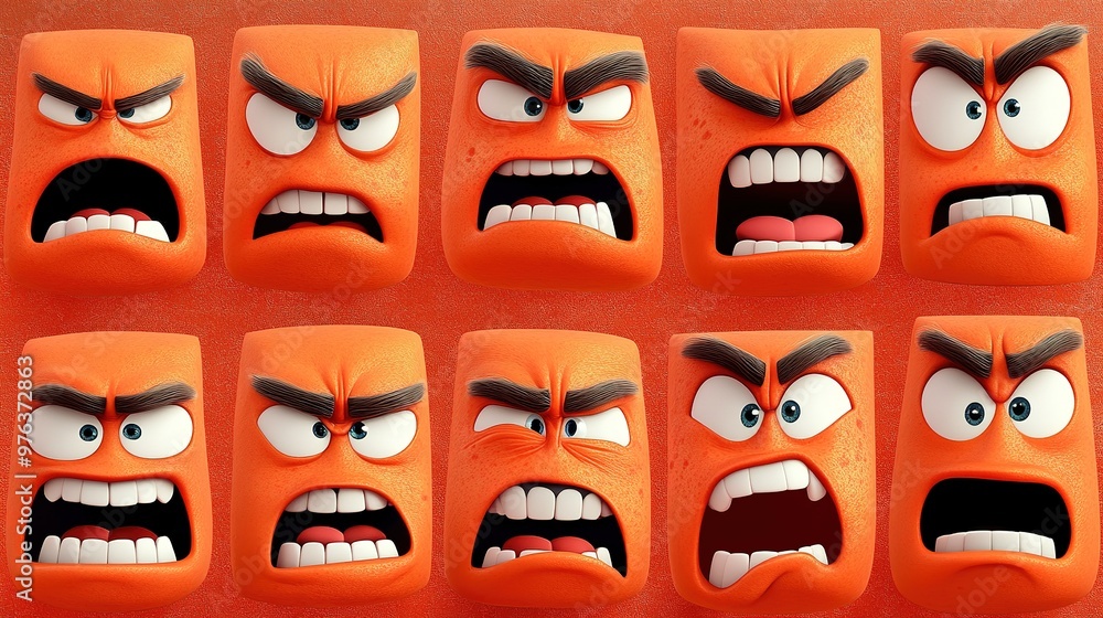 Funny cartoon faces of characters crying, with tears streaming down their cheeks Funny cartoon faces of characters crying, with tears streaming down their cheeks