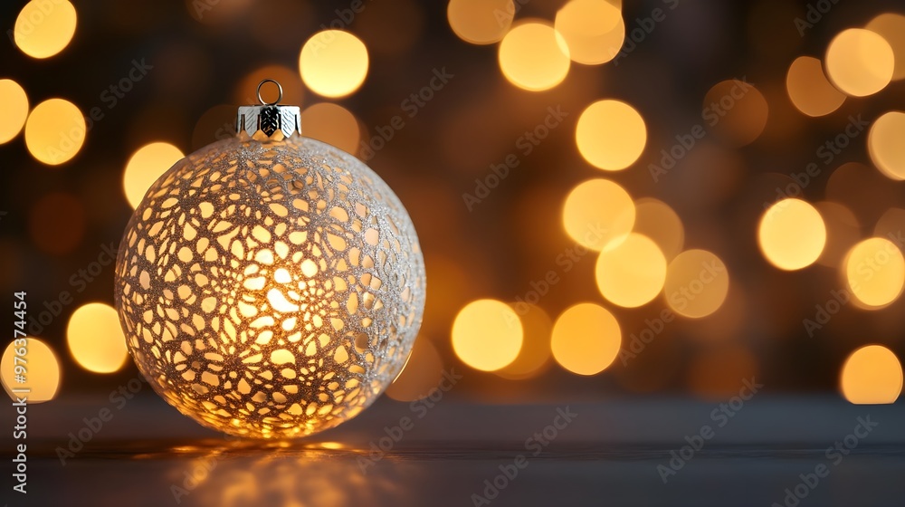 Glowing Christmas Ornament with Bokeh Lights Glowing Christmas Ornament with Bokeh Lights