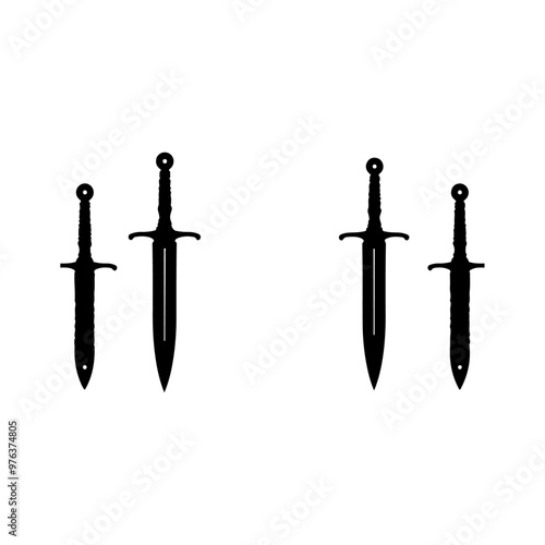 dagger silhouette vector black color silhouette solid white background 6