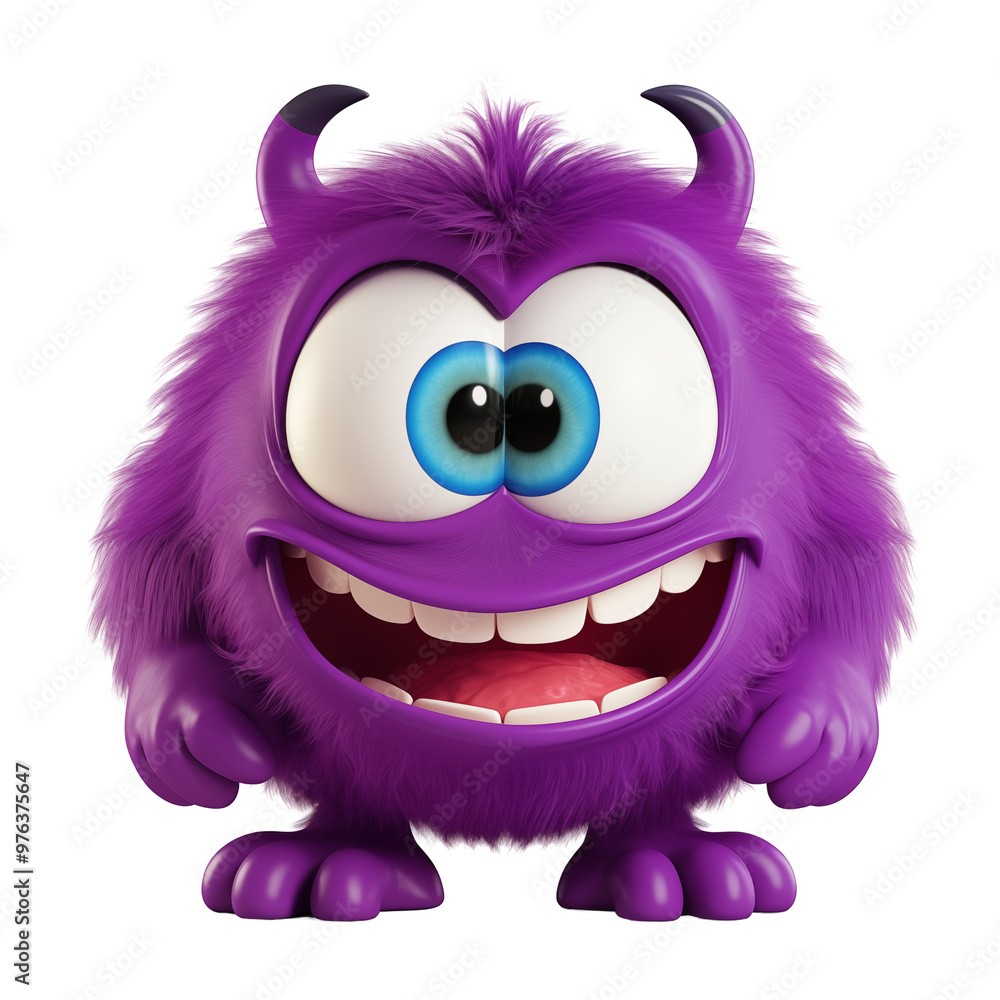 Cute And Furry Purple Cartoon Monster With Big Blue Eyes And A Playful Smile Cute And Furry Purple Cartoon Monster With Big Blue Eyes And A Playful Smile