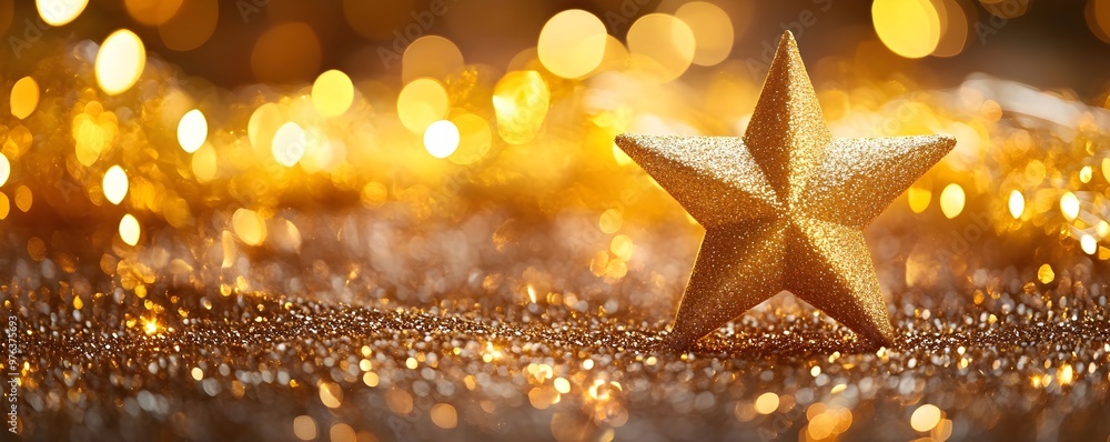 Gold Star Glitter Festive Bokeh Background Gold Star Glitter Festive Bokeh Background