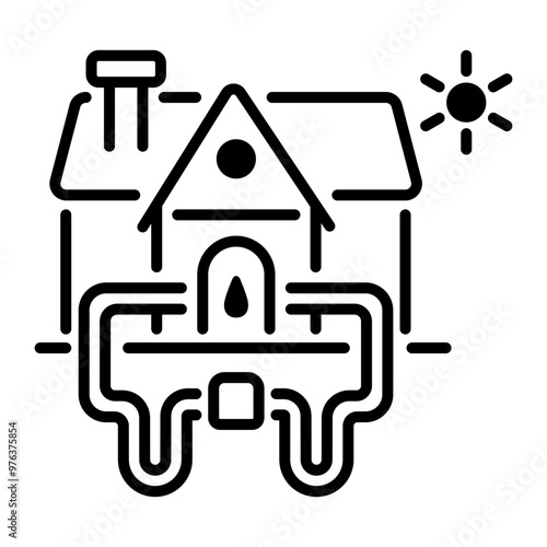 A line icon of a geothermal system 