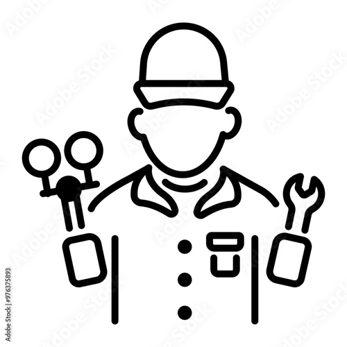 Hvac technician icon in linear style 