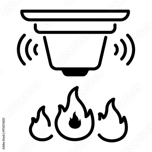 Fire alarm icon in linear style 