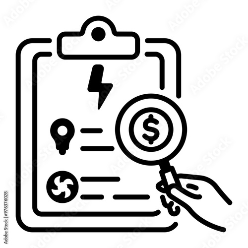 Energy audit icon in outline style 