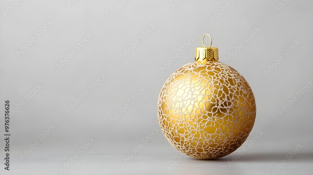 Golden Christmas Ornament on Grey Background Golden Christmas Ornament on Grey Background