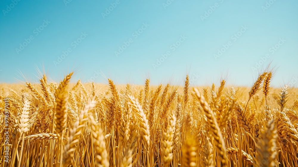 A field of golden wheat swaying gently under a clear blue sky, symbolizing agriculture and nature's bounty. A field of golden wheat swaying gently under a clear blue sky, symbolizing agriculture and nature's bounty.