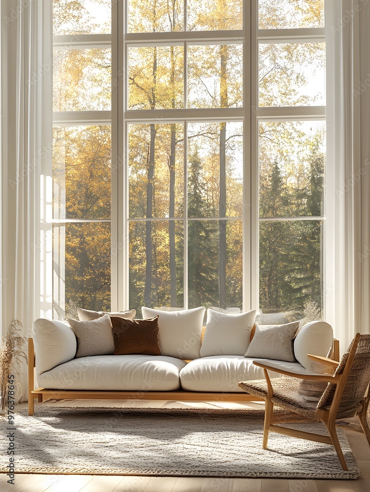 Bright, open living space enhanced by sleek mid-century modern sofa picture Bright, open living space enhanced by sleek mid-century modern sofa picture
