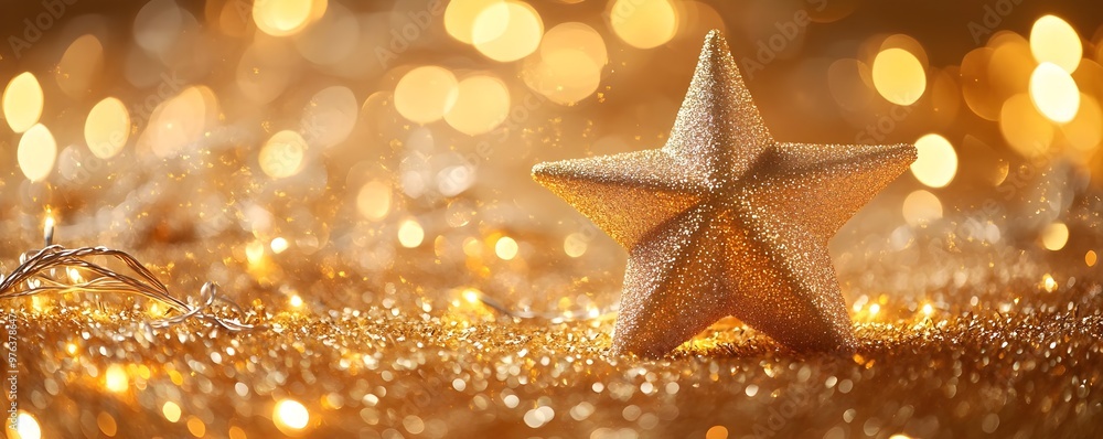 Golden Star Christmas Ornament Bokeh Background Golden Star Christmas Ornament Bokeh Background