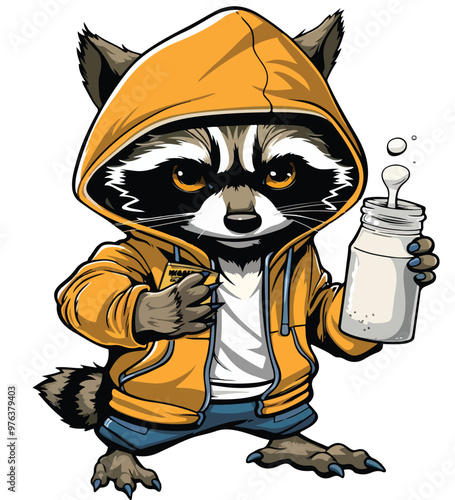 A Raccoon is also taking drugs from a packet 