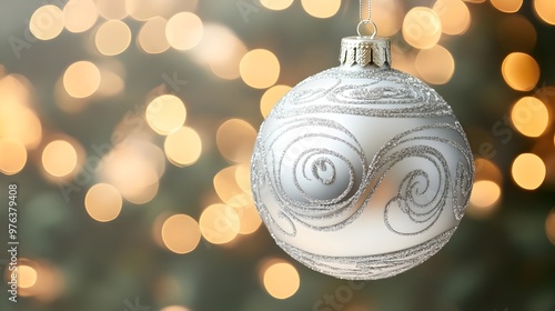 Wallpaper Mural Silver Christmas Ornament Bokeh Lights Festive Decoration Torontodigital.ca