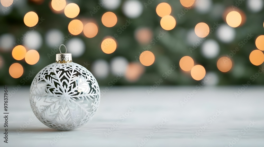 Silver Christmas Ornament with Bokeh Lights Silver Christmas Ornament with Bokeh Lights