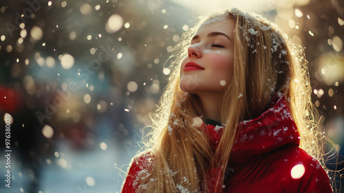 portrait of a woman enjoying the winter