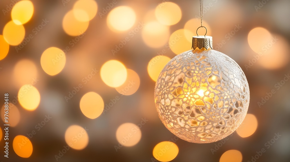 Sparkling Christmas Ornament with Bokeh Lights Sparkling Christmas Ornament with Bokeh Lights