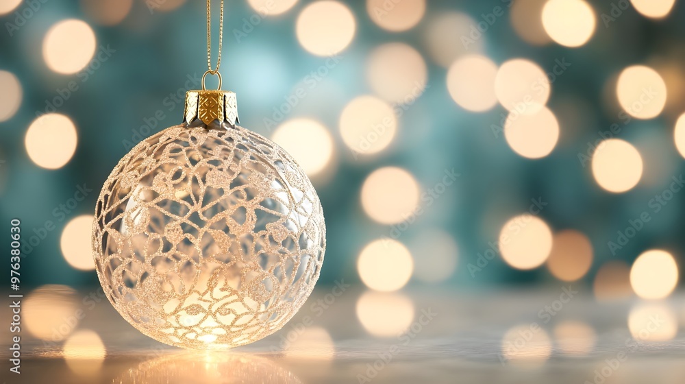Sparkling Christmas Ornament with Bokeh Lights Sparkling Christmas Ornament with Bokeh Lights