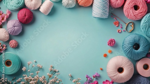 Colorful spools of thread creating an inviting craft atmosphere in a bright w...