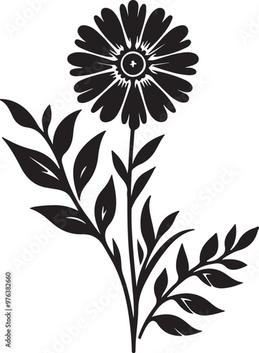 Classic flower silhouette vector style