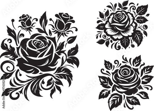 Classic flower silhouette vector style