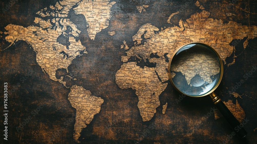 A high-quality AI-generated stock image of a detailed world map with a ...