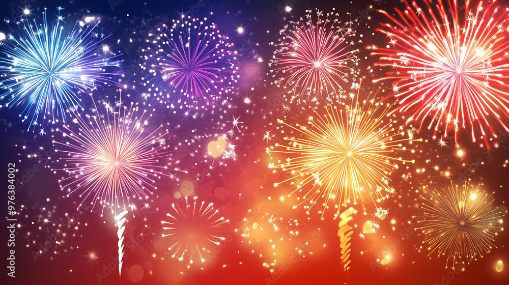 Naklejka premium colorful fireworks on the night sky