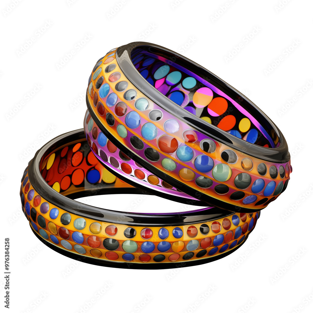 Colorful Mosaic Bangles With Vibrant Circular Patterns And Geometric Design Colorful Mosaic Bangles With Vibrant Circular Patterns And Geometric Design