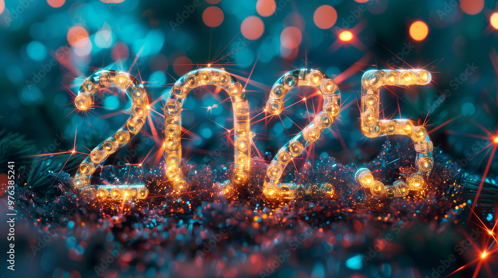 new year 2025 text with lights new year 2025 text with lights