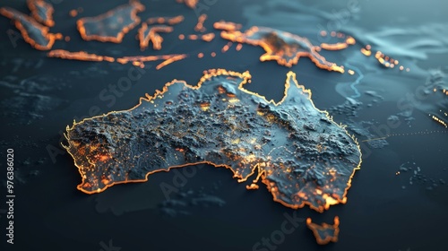 Digital representation of Australia's energy network emphasizes global sustainability and renewable energy trends