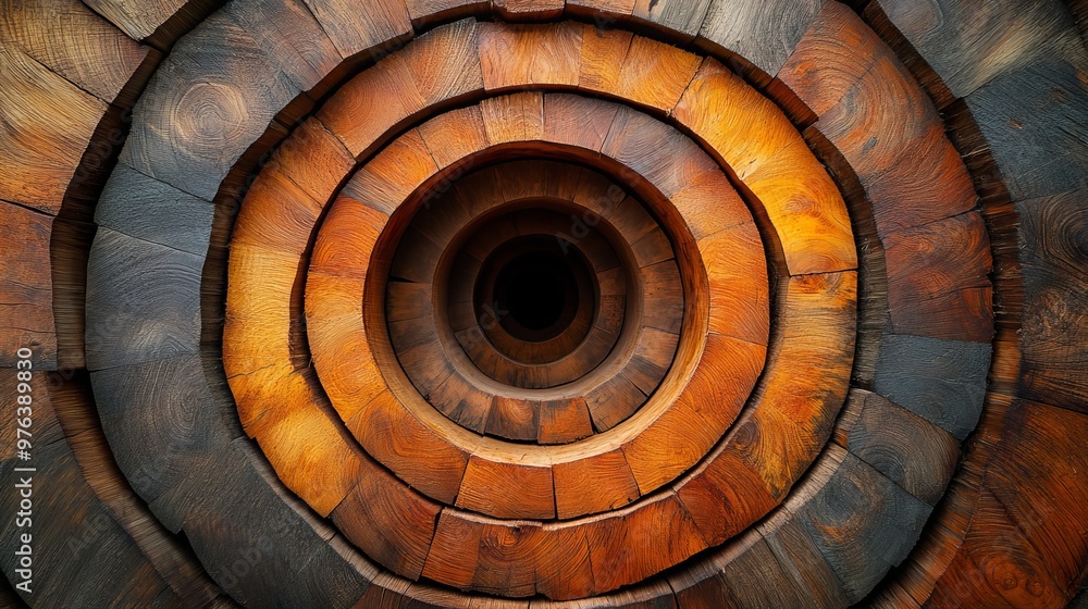 Fototapeta premium concentric wooden spiral pattern with rich textures, abstract art concept