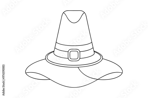 Elegant Line Drawing of a Pilgrim Hat for Thanksgiving Day Design photo