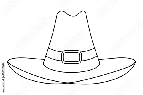 Elegant Line Drawing of a Pilgrim Hat for Thanksgiving Day Design photo