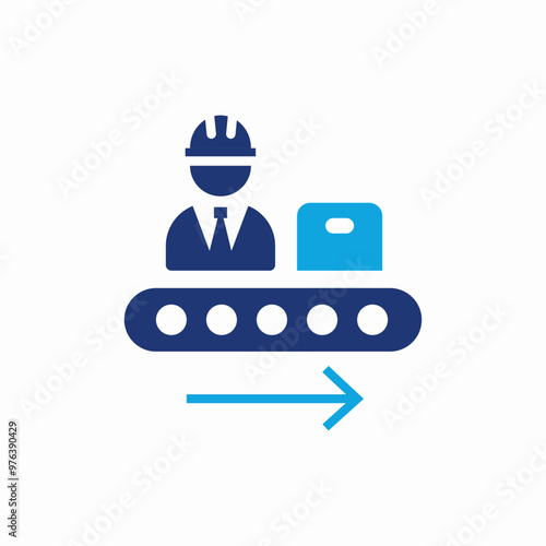 conveyor factory worker icon sign vector
