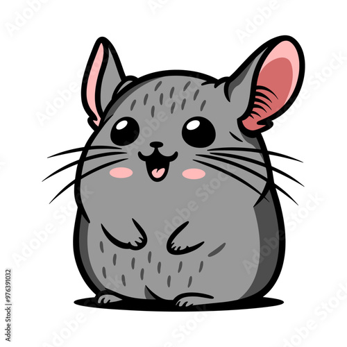 cute happy grey chinchilla cartoon illustration