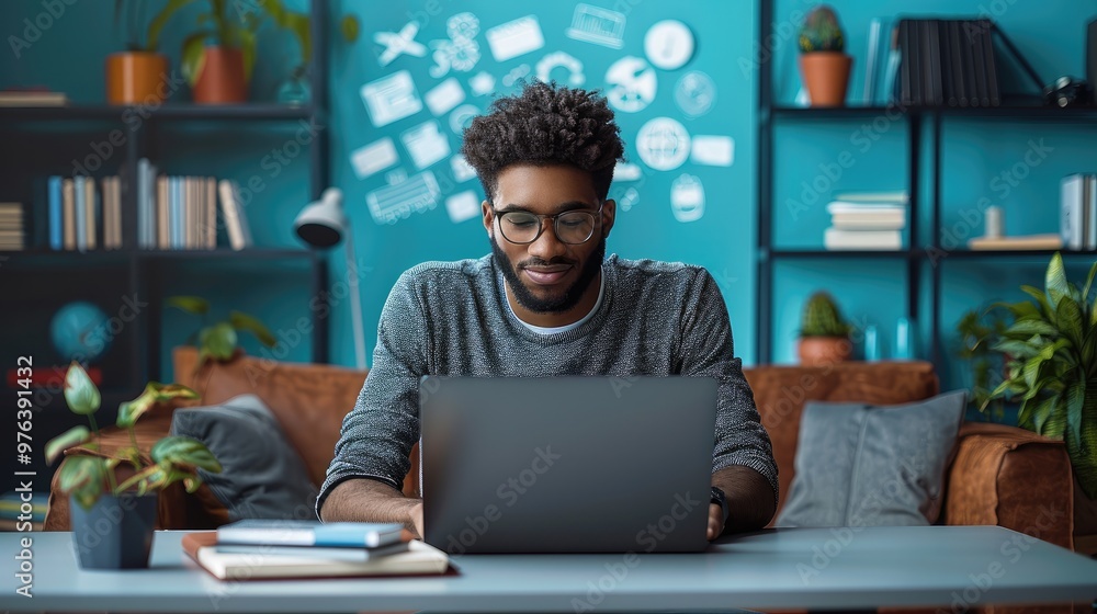 Business Professional Utilizing Online Learning Platform on Laptop with E Learning Concept. Generative AI. Business Professional Utilizing Online Learning Platform on Laptop with E Learning Concept. Generative AI.