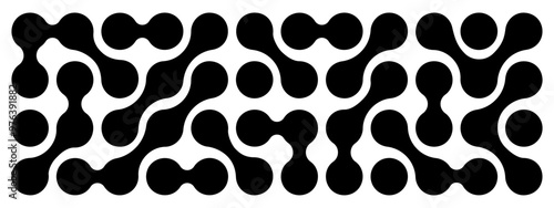 Meta balls pattern. Connected liquid drops, organic blobs or amorphous shapes background. Cells, neurons or molecules isolated on white background. Modern wallpaper. Vector graphic illustration.