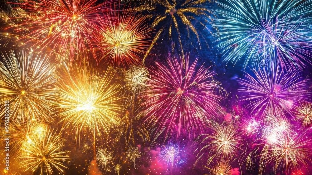 Vibrant Fireworks Display Illuminating the Festive Night Sky Vibrant Fireworks Display Illuminating the Festive Night Sky