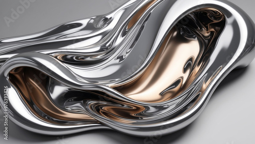 Wallpaper Mural  A mesmerizing swirl of smooth, reflective metallic surfaces creating an abstract, fluid pattern with intricate curves and waves Torontodigital.ca
