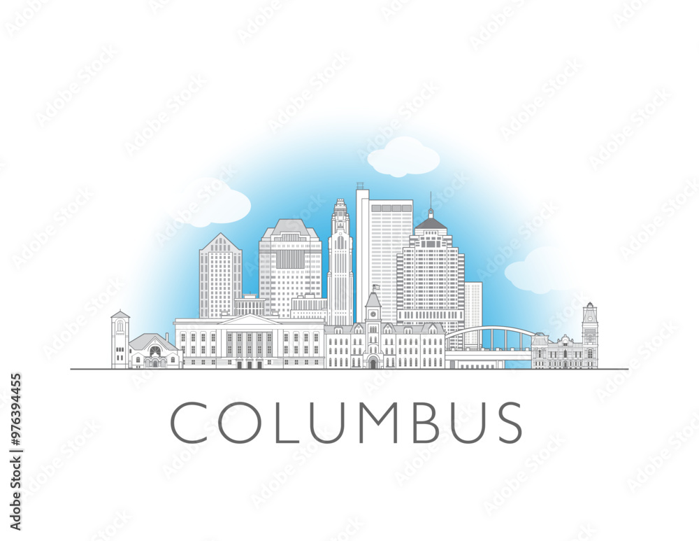 Columbus, Ohio skyline cityscape vector illustration Columbus, Ohio skyline cityscape vector illustration