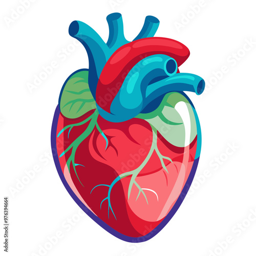 Anatomical Heart Muscular Organ, Isolated on white background 
