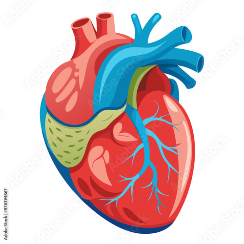 Anatomical Heart Muscular Organ, Isolated on white background 