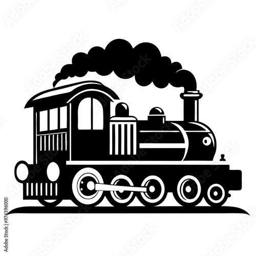 Classic Steam Engine in Black and White 