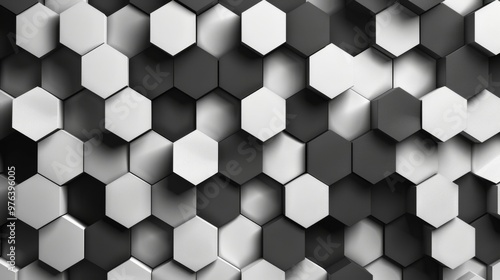 A high-quality AI-generated stock image of a chic geometric pattern background in black and white, leaving space on the right for text. Ideal for design, branding, and modern content.