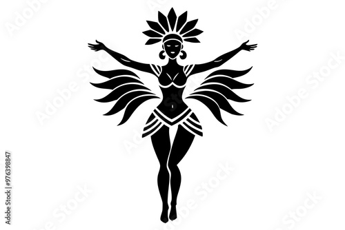 Samba Dancer Icon Silhouette Dynamic Vector Art for Dance Enthusiasts photo