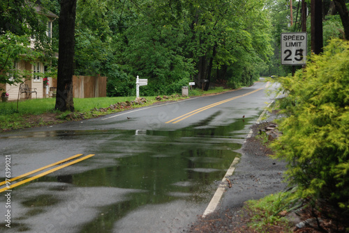 small county road after the rain in Nothern USA