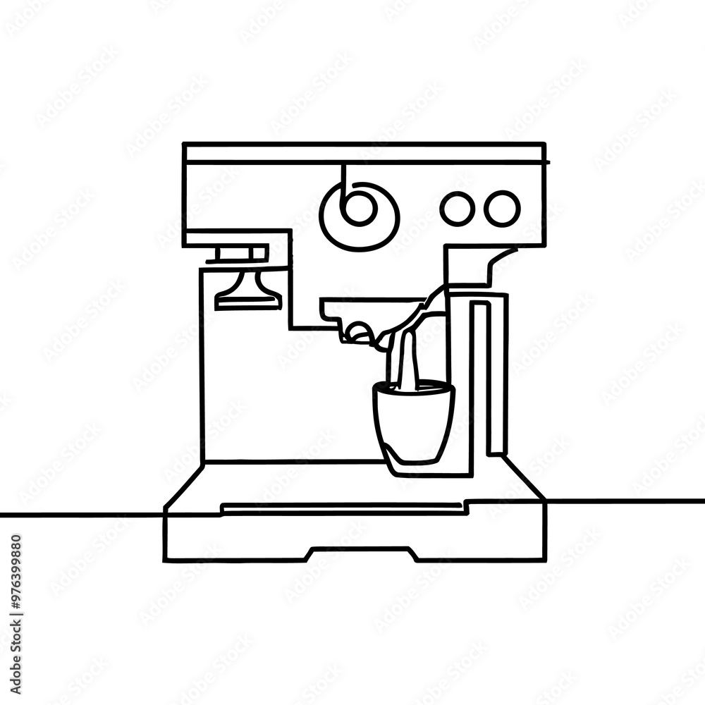 Fototapeta premium Coffee maker machine line art.