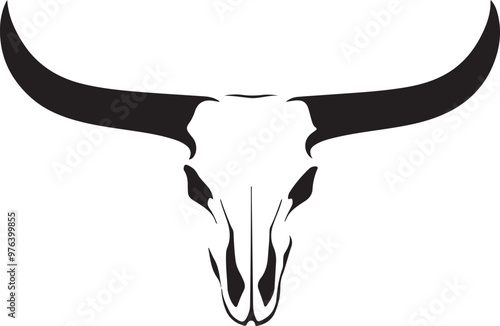 longhorn bull skull silhouette vector