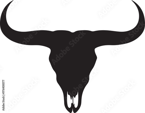 longhorn bull skull silhouette vector