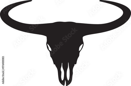 longhorn bull skull silhouette vector