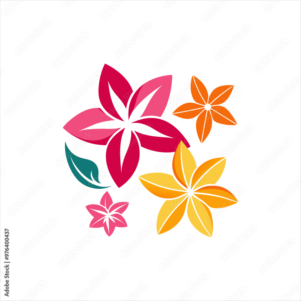 Obraz premium Bold Tropical Flower Silhouette Set for Exotic-Themed Designs, Wallpapers, and Fabric Prints