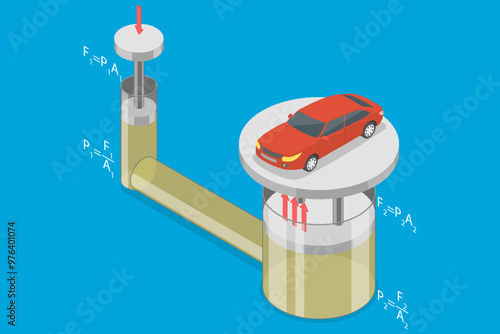 3D Isometric Flat Vector Illustration of Hydraulic Power Pack, An Introduction to Fluid Power Systems